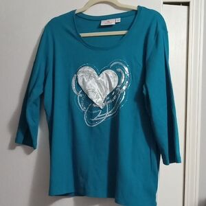 Quacker Factory Valentines Day Embellished Top L NWOTS